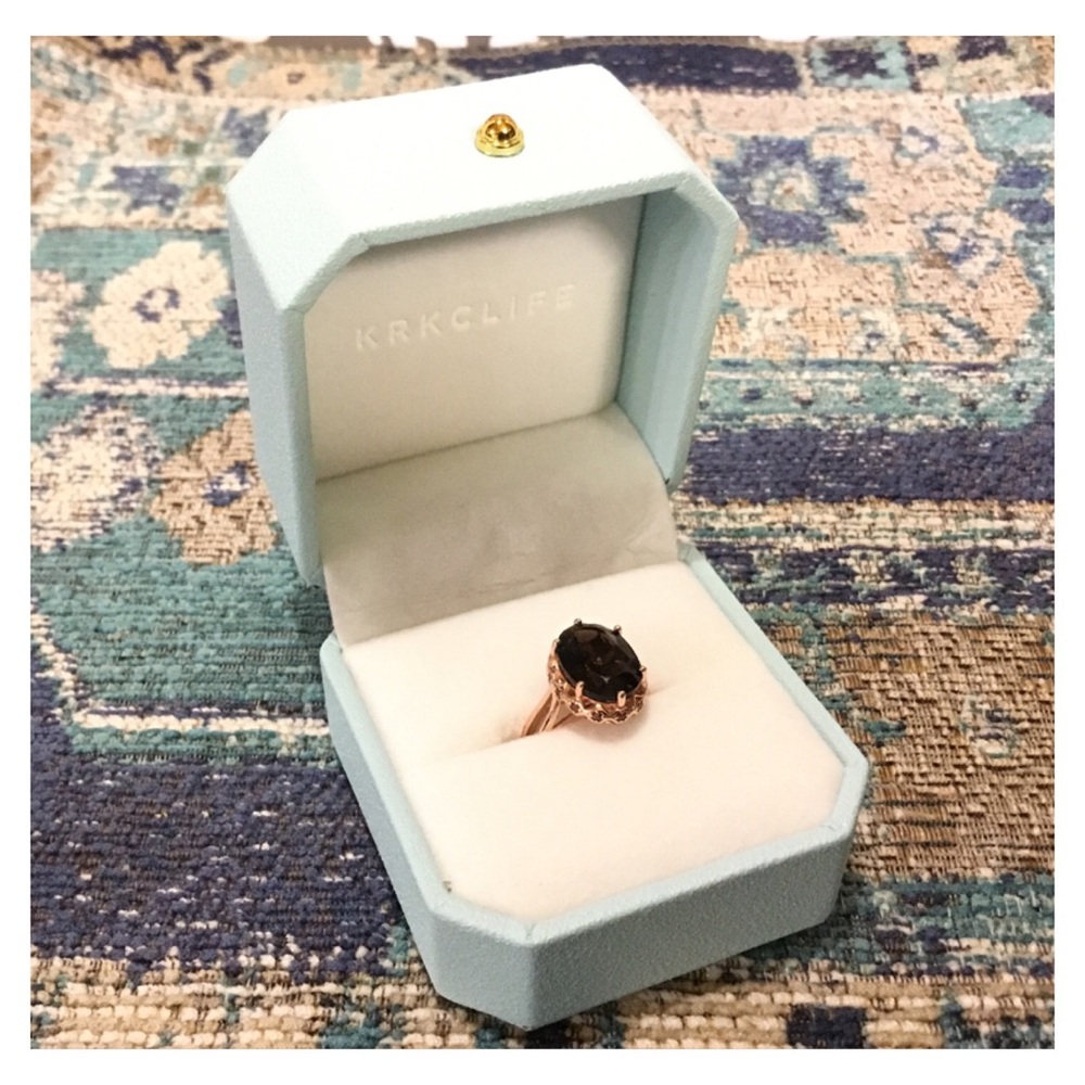 New! KRKC 925 Rose Gold Dark Chocolate Gem SZ 6 Ring in Box